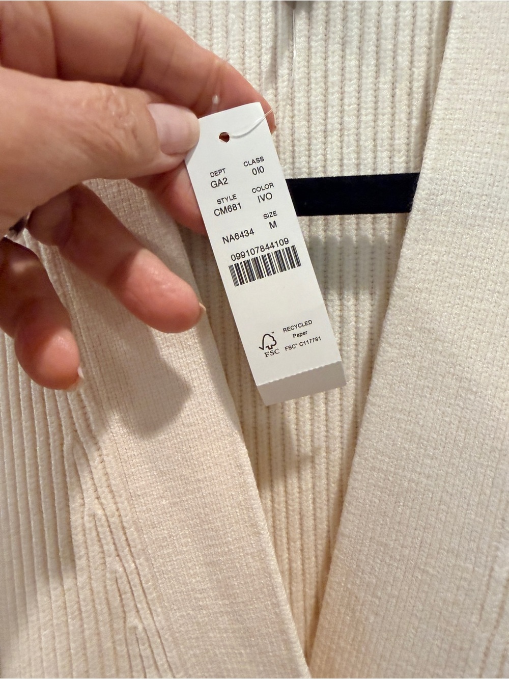 J. Crew Cream Ribbed Button Cardigan. NWT - Picture 4 of 9